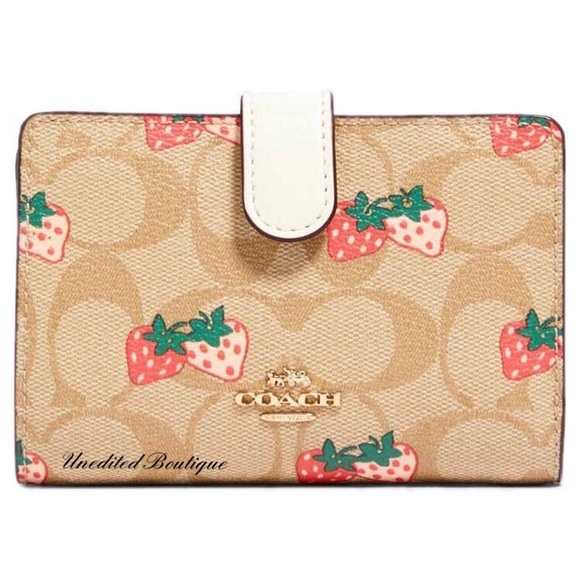 Coach Handbags - COACH Medium Corner Zip Wallet Strawberry Print